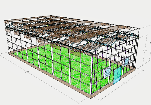 Structure design of greenhouse with glass multi-span